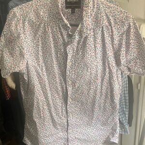 Bonobos Men's Short Sleeve Floral Shirt - White and Blue